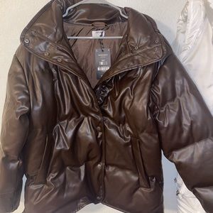 Full length brown puffer jacket Ardene